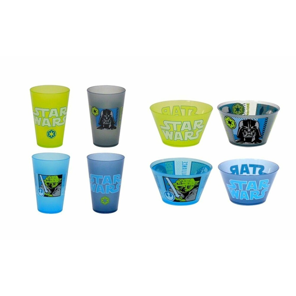 Star Wars Episode VII 8 pc Cup and Bowl Snack Set BPA Free Green and Blue